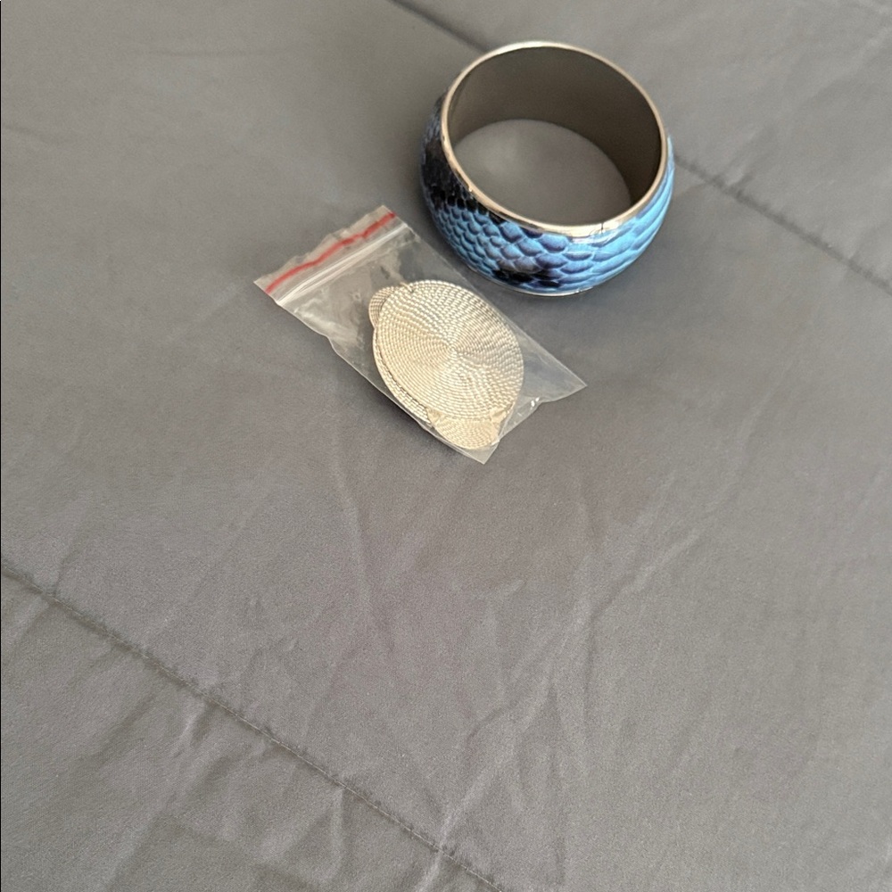 Blue Patterned Bangle Bracelet